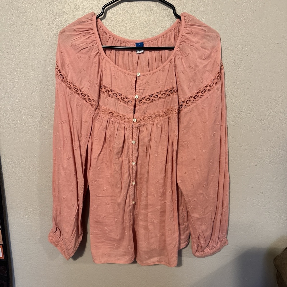 Women's Pink Lace Detail Top